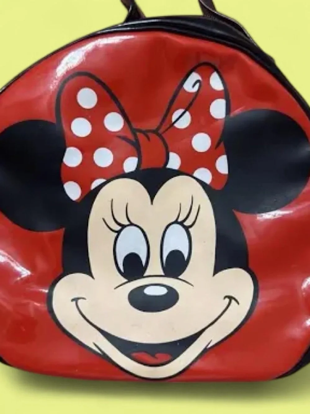 Fun & Vibrant Minnie Mouse Round Bag/Backpack w Bonus Pink Bunny Candy Dispenser